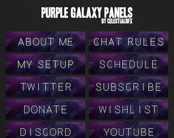 Purple Galaxy Twitch & Kick Panels || Twitch Package/Bundle