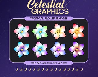 Twitch Sub Badges – Tropical Flowers | Summer | Beachy | Floral | 8 Sub & Bit Badges for Streamers