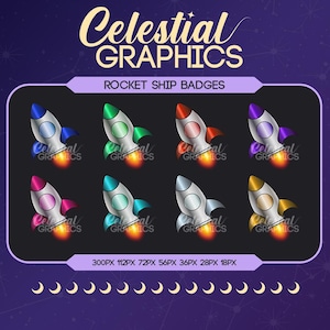 Twitch Sub Badges – Rockets | Space | Alien | Sci Fi | 8 Sub & Bit Badges for Streamers