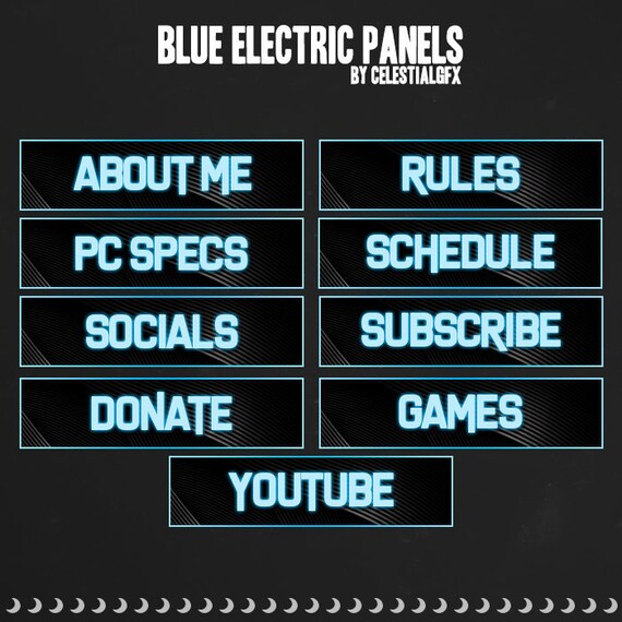 Twitch Panels Pack Of 9 Blue Electric Etsy