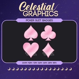 Emblemas de inscrição no Twitch – Pink Poker Suits | Jogos de azar | Cassino | Cartas | 8 emblemas de inscrição e bits para streamers