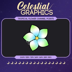 Icône de points de chaîne Twitch fleur tropicale verte, emote, téléchargement numérique