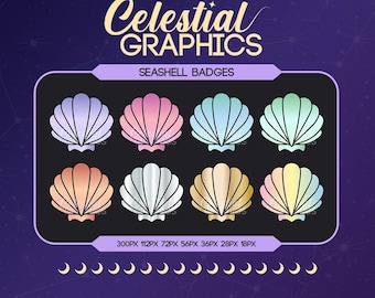 Twitch Sub Badges – Seashells | Ocean | Nature | Cute | 8 Sub & Bit Badges for Streamers