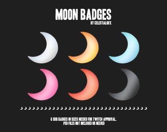 Moon Subscriber Badges || Twitch, Kick, Youtube, Discord || Loyalty Badges || Galaxy, Luna, Rainbow