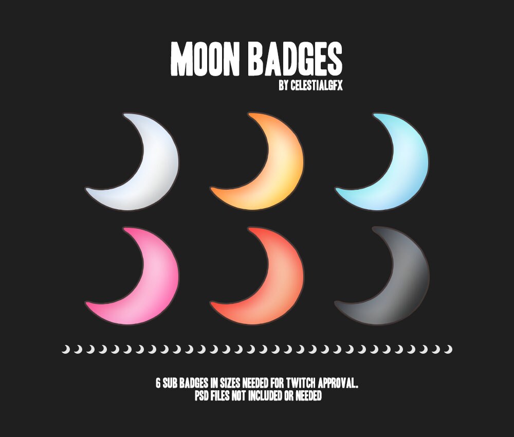 6 Twitch Sub Badges Bit Badges Moons Etsy