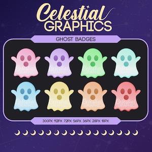 Twitch Sub Badges – Pastel Ghosts | Phantom | Witchy | Haunted | 8 Sub & Bit Badges for Streamers