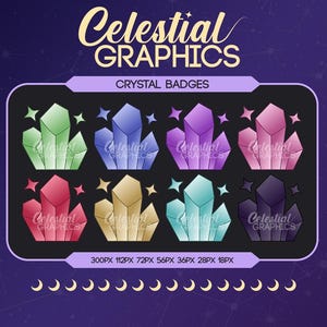 Twitch Sub Badges – Crystals | Witchy | Whimsy | Magical | 8 Sub & Bit Badges for Streamers
