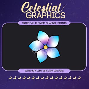 Aqua Tropical Flower Twitch Channel Points Icône, Emote, téléchargement numérique