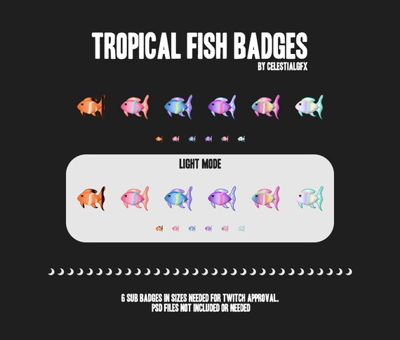 6 Twitch Sub Badges Bit Badges Tropical Fish Etsy 6 Twitch Sub Badges Bit Badges Tropical Fish Etsy