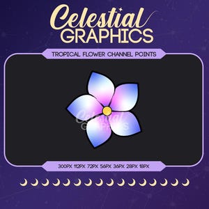 Icône de points de chaîne Twitch fleur tropicale bleue, emote, téléchargement numérique