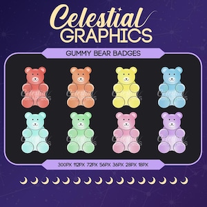 Twitch Sub Badges – Gummy Bear | Cute | Candy | Animal | 8 Sub & Bit Badges for Streamers