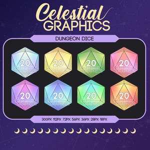 Pastel Dungeon Dice Twitch Sub Badges: D20 RPG Stream Badges (Digital Download)