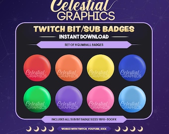 Gumball-badges - 8 sub-badgesset (directe download) - werkt met YouTube, Kick