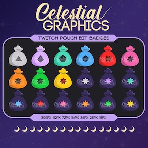 Twitch Bit Badges – Money Pouch | Moneybag | Donation | Aesthetic | 18 Sub & Bit Badges for Streamers