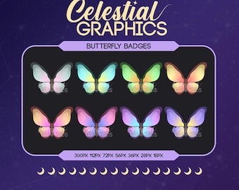 Twitch Sub Badges – Butterfly | Nature | Cute | Whimsy | 8 Sub & Bit Badges for Streamers