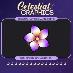 Icône de Points de chaîne Twitch fleur tropicale violette, emote, téléchargement numérique