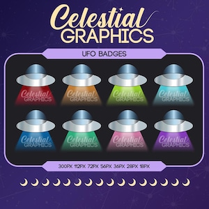 Twitch Sub Badges – UFO | Space | Alien | Sci Fi | 8 Sub & Bit Badges for Streamers