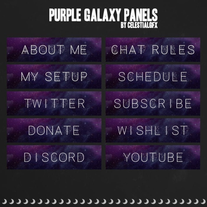 Twitch Panels Pack of 10 Purple Galaxy | Etsy