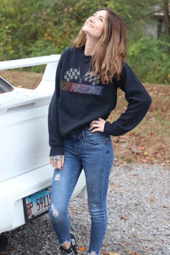 NASCAR Rhinestone Sweatshirt Vintage 1990's Authen