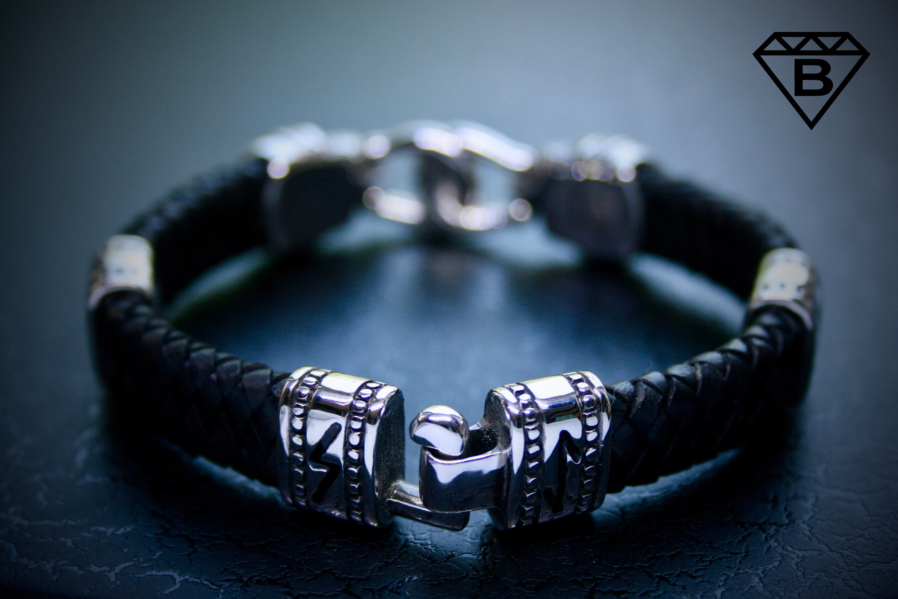 Viking leather bracelet WARRIOR with Sterling | Etsy