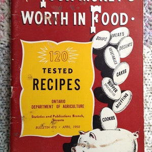 Your Money&#39;s Worth in Food 120 Tested Recipes. Ontario Department of Agriculture Bulletin 470 1950