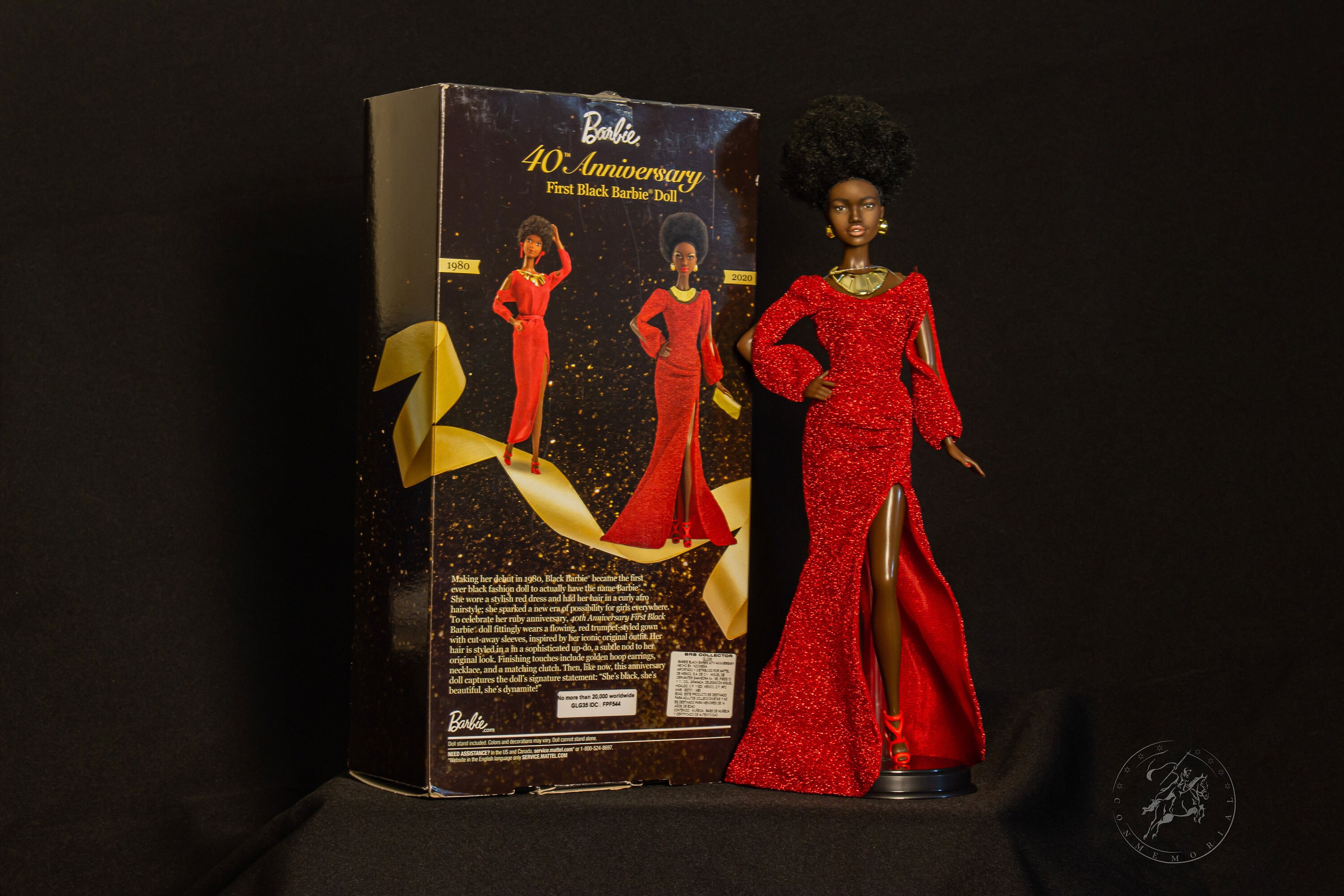 40TH ANNIVERSARY 1ST BLACK BARBIE RED EVENING GOWN DRESS ONLY 