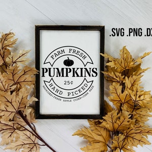 Farm Fresh Pumpkin SVG Fall SVG Fall Sign SVG Fall Shirt Cut file Printable Instant Download