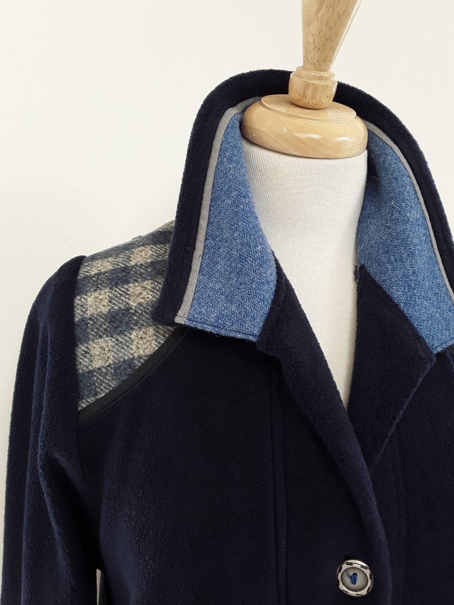 Full Length Fleece Jacket Trimmed With Wool Patchwork Fabrics Etsy Canada