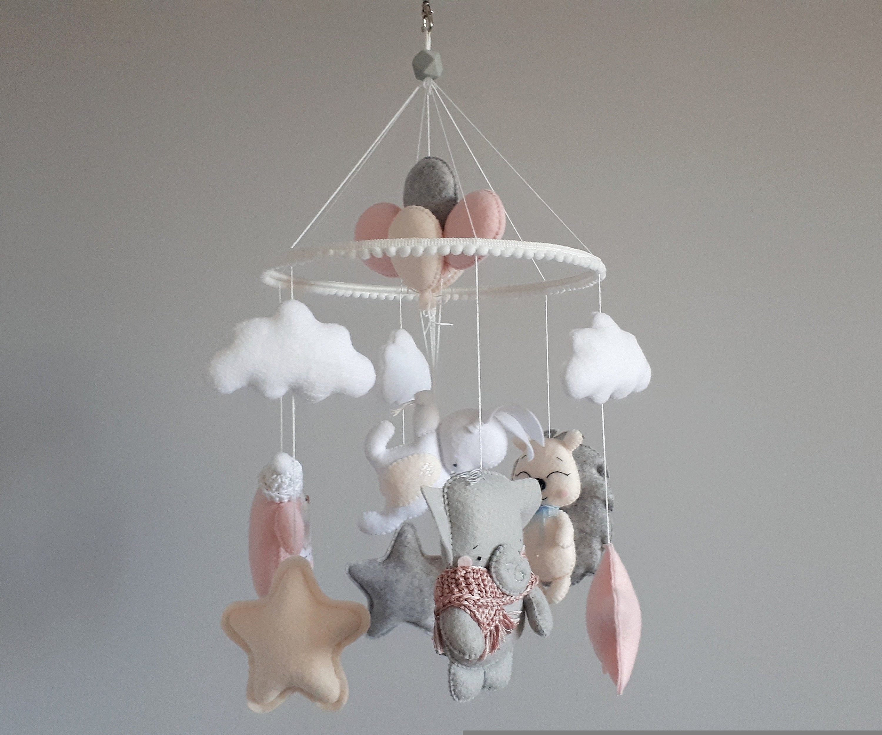 Baby cot mobile for girl This pink baby crib mobile is for a Etsy