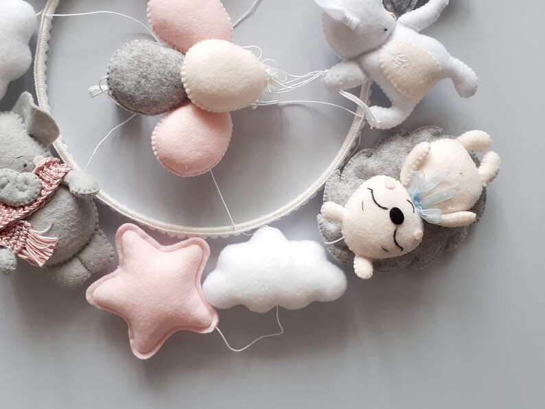 Baby cot mobile for girl This pink baby crib mobile is for a Etsy