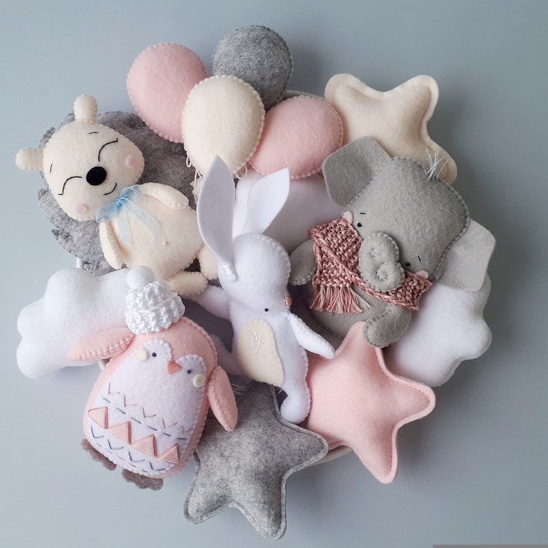 Baby cot mobile for girl This pink baby crib mobile is for a Etsy