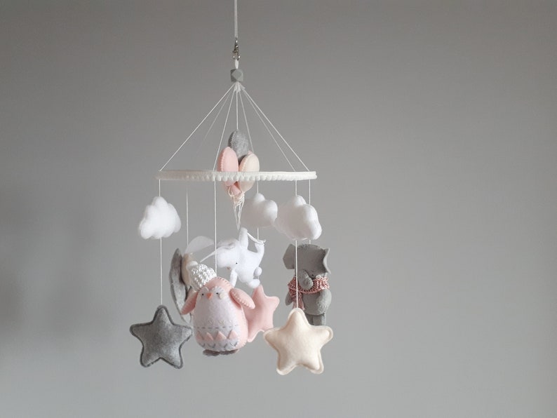 Baby cot mobile for girl This pink baby crib mobile is for a Etsy
