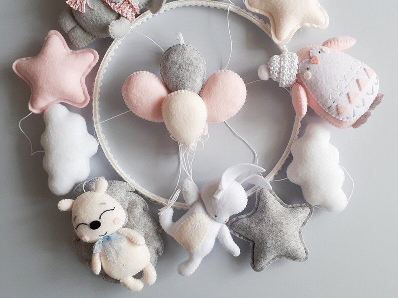 Baby cot mobile for girl This pink baby crib mobile is for a Etsy