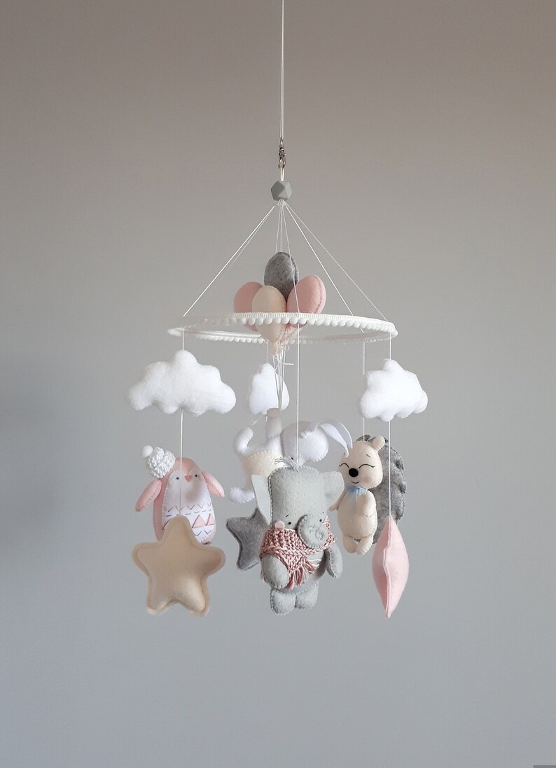 Baby cot mobile for girl This pink baby crib mobile is for a Etsy