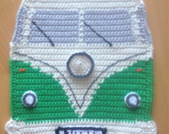 "VW Bulli" potholder, cotton, crocheted