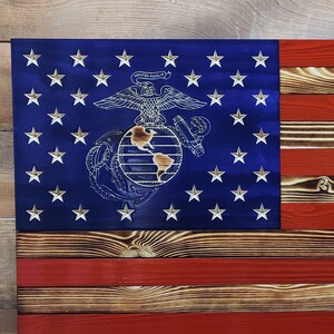 USMC / Marines Wooden American Flag