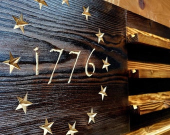 Expositor de monedas conmemorativas Betsy Ross 1776 de madera con acabado natural carbonizado, con capacidad para 90-100 monedas, de alta calidad, hecho a medida en Texas.