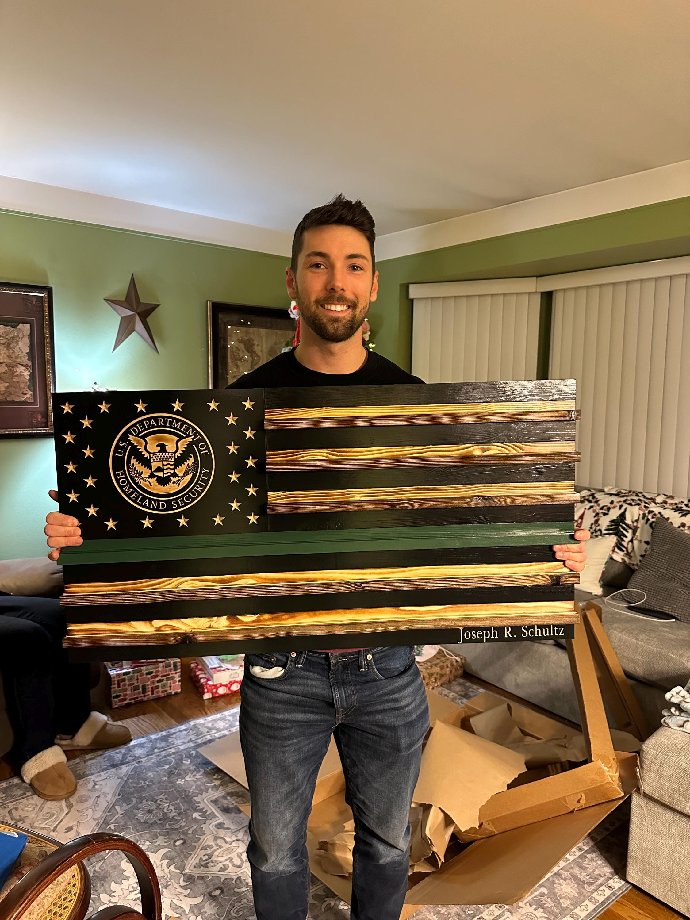 Department of Homeland Security DHS Wooden American Flag Challenge Coin ...