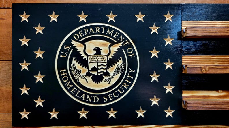Department of Homeland Security DHS Wooden American Flag Challenge Coin ...