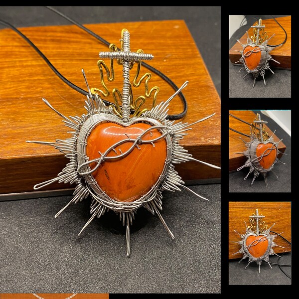 Sacred Heart Pendant Etsy