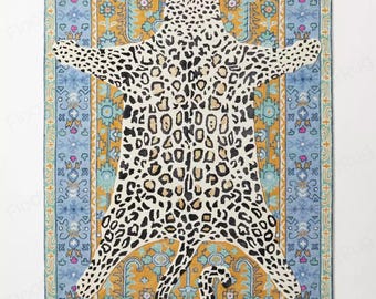 Anthropologie Octavia wool tufted leopard Rug Bangal tiger Hand woven Rugs for living room kid's room antique Area Wool Rugs