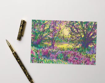 Springtime Landscape Greeting card - Vibrant Original Art - Blank Inside