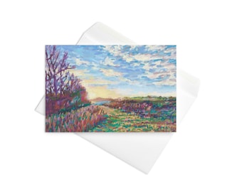 Golden Hour Field - Greeting card - Impressionist Artwork