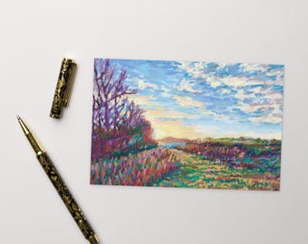 Golden Hour Field - Standard Postcard - Original Impressionist Artwork