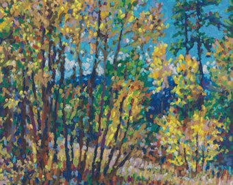 Espen Bäume - Original Öl Pastell impressionistische Landschaftsmalerei auf Papier