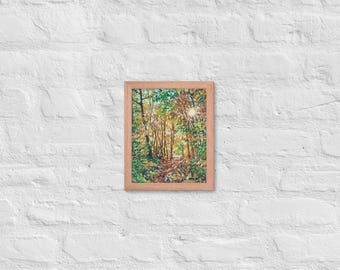 Sunlight through Autumn Trees - Impressionist Landscape Artwork - Framed Poster Print