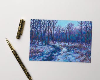Icy Blue Stream - Standard Postcard - Original Impressionist Artwork
