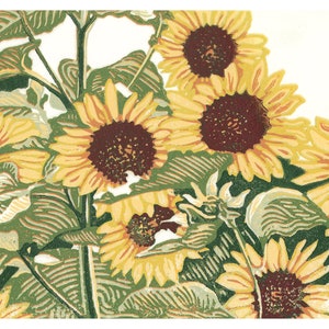 Sunflower Patch Original Block Print