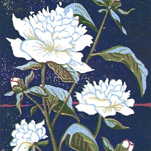 Peonies Original Block Print