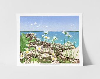 Daisy Shoreline Block Print Fine Art Print
